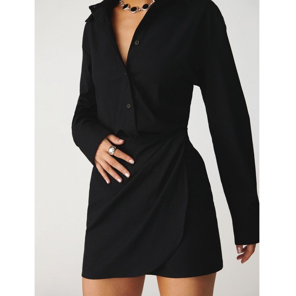 Reformation Black Long-Sleeve Mini Dress